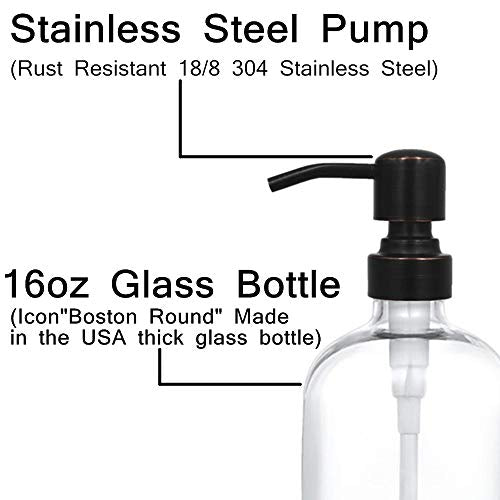 2 Pack Thick Clear Glass Boston Round Bottles (Black and Clear)
