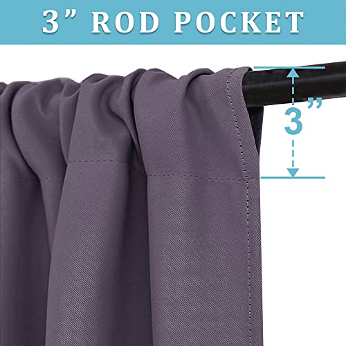 54 inch Blackout Curtains for Living Room Bedroom (Greyish Purple / 42"W x 54"L (Pack of 2))