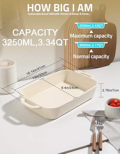 Sweejar Ceramic Bakeware Set (Beige / 9x13 Baking Dish)