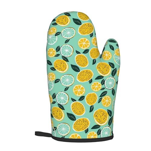 Lemon Pot Holders and Oven Mitts (Teal Summer Lime)