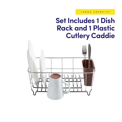 Dish Drying Rack & Cutlery Holder 2 Piece Set (Bronze)