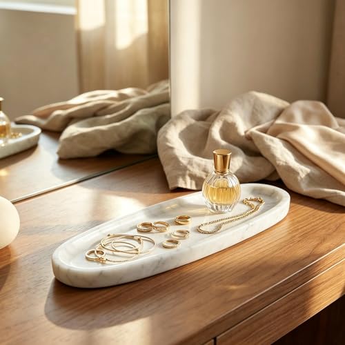 Natural Marble Vanity Tray (White)