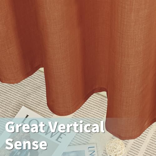 Terracotta Light Filtering Linen Curtains 63 Inch Length 2 Panels (52"W x 63"L (Pack of 2) / Silver Grommet-terracotta)
