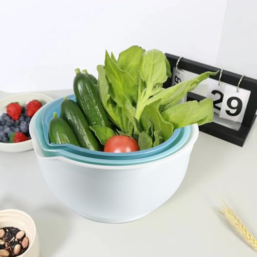 Set of 3 Mixing Bowls with Pour Spout (Blue)