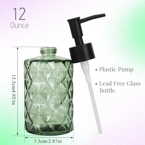 Green Glass Soap Dispenser with Pump (Diamond Green)