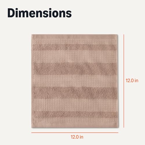 Organic Cotton Waffle Kitchen Dish Cloths (2 Brown, 2 Green, 2 Navy / 12 x 12 inches)
