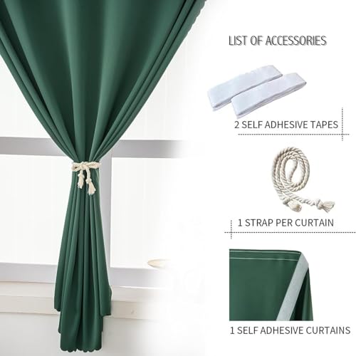 Thermal Blackout Curtains with Self (71"W x 59"L (Pack of 1) / Dark Green)