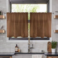 Solid Sheer Rod Pocket Curtain Voile Draperies 2 Panels White Beige Black Ivory Coffee 22 Inch Width 50 Inch Long 1 Pair for Kitchen Bedroom Children Living Room Yard (Brown / 22"W x 50"L (Pack of 2))