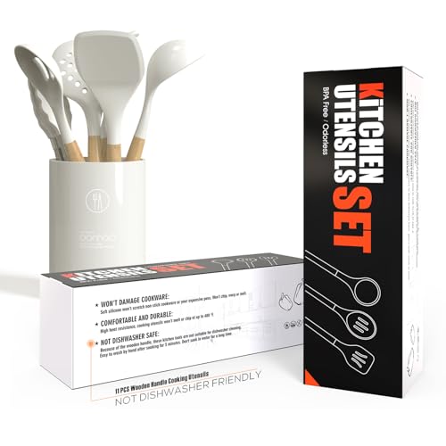 Silicone Cooking Utensils Set (Cream White)