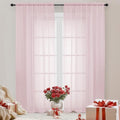 OWEINE Sheer Curtains 84 Inches Long 2 Panels Set (Blush / 42"W x 84"L (Pack of 2))