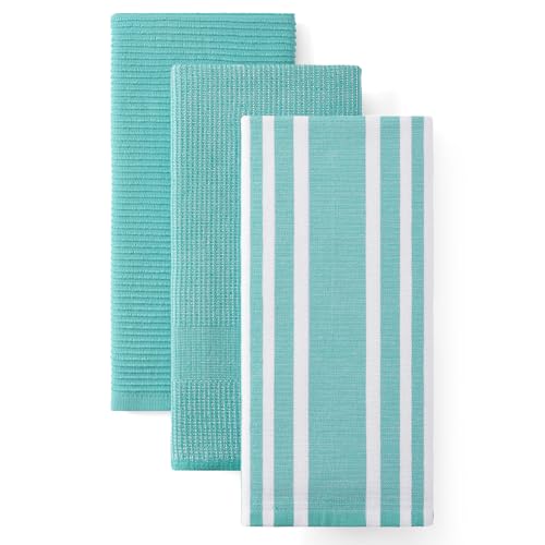 Cotton 380 GSM Premium Kitchen Towels (Teal / 18" X 28" - 3 Pack)