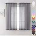 Grey Sheer Curtains 63 Inch Length for Bedroom (Charcoal Grey / 40"W x 63"L (Pack of 2))