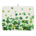 Happy St. Patrick's Day Dish Drying Mat for Kitchen Green Kitchen Dish Drying Mat for Dishes Spring Lucky Clover Shamrock Drying Mats 18x24 Inch Absorbent Reversible Dish Pad for Countertop Coffee Bar (Happy St. Patrick's Day Clover / 18" x 24")
