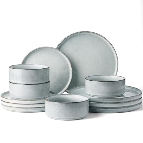 Annecy 12 Piece Stoneware Dinnerware Set (Grey Blue / Service for 4 (Standard Dinner Set))