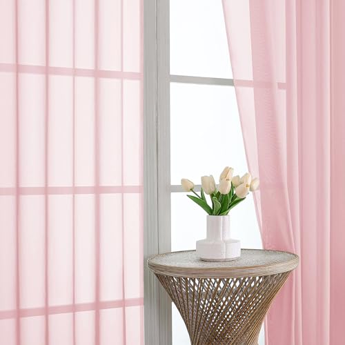 Blush Pink Bedroom Curtains 2 Panel Sets 90 Inch Length (Blush Pink / 59"W x 90"L (Pack of 2))