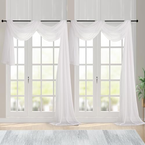 Extra Long Ivory Sheer Curtains 144 inch 2 Panels (Ivory / 59"W x 144"L (Pack of 2))