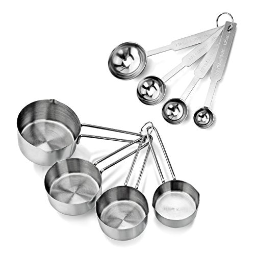 42917 Stainless Steel Measuring Cups and Spoons Set (8-Piece Set / Silver)