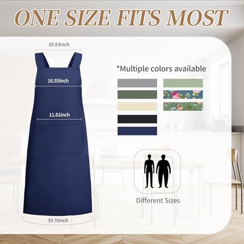 2 Pack Japanese Apron with Pockets (Navy Blue)