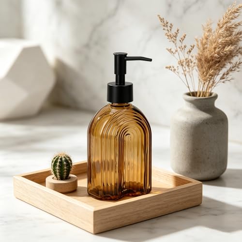 Black Pump Glass Soap Dispenser (Amber R)
