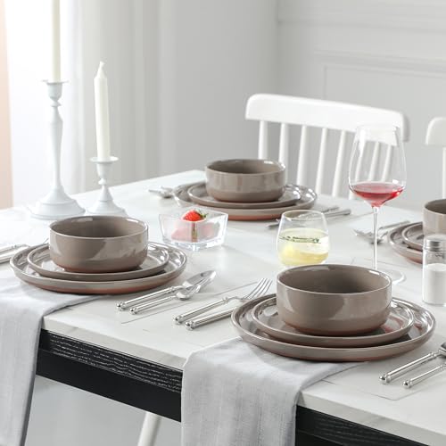 Plates and Bowls Sets (18 Pcs (Service for 6) / Brown)