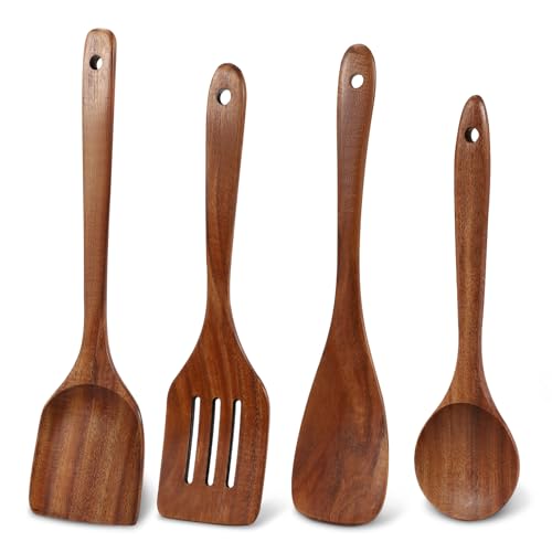 4 Pack Teak Wood Spatula for Cooking