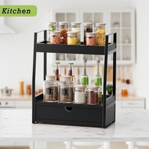 2 Tier Bathroom Organizer Countertop (Black)