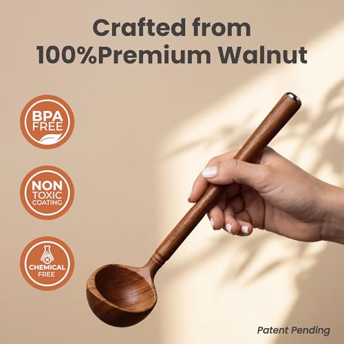Walnut Wooden Utensil Set with Ceramic Holder & Spoon Rest (Walnut / 12 Piece Set with Holder)