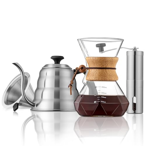 Pour Over Coffee Maker Set (Set with Kettle & Grinder)
