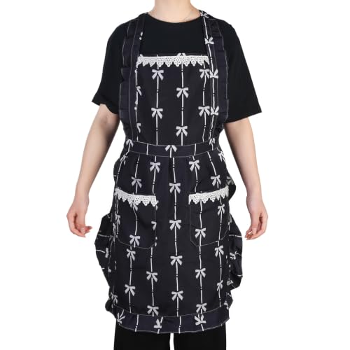 Funny Aprons for Women with Pockets (Black Bow)