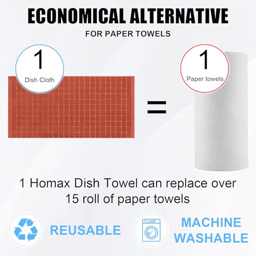 100% Cotton Terry Kitchen Dish Cloths (Rust / 13 X 28 - 8 Pack)