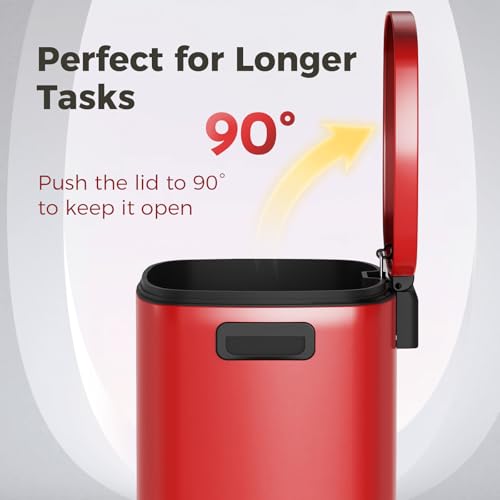 Kitchen Trash Can with Lid 13 Gal Stainless Steel Pedal Garbage Can (Scarlet Red / 13 gallons)