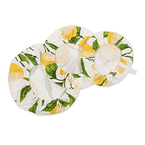 Reusable Cloth Bowl Cover Collection Machine Washable (Lemon Bliss Print / 10.25"/8.25"/7.5" Diameter)
