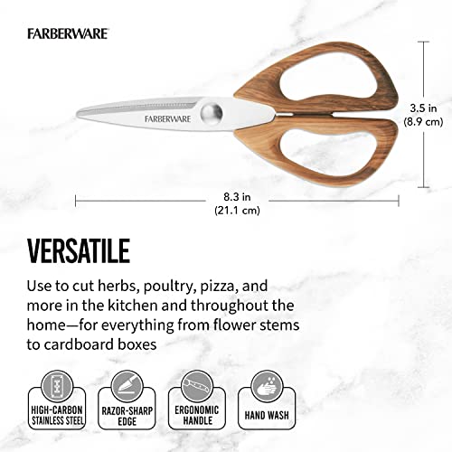 All Purpose Kitchen Shears with Faux Wood (Pecan Wood Handles)