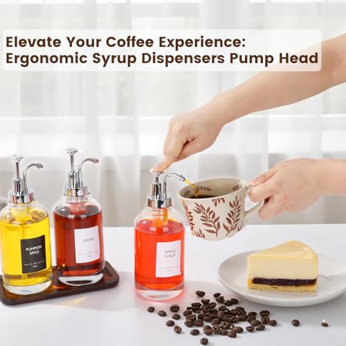 16.9oz Glass Coffee Syrup Dispensers 4 (Silver)