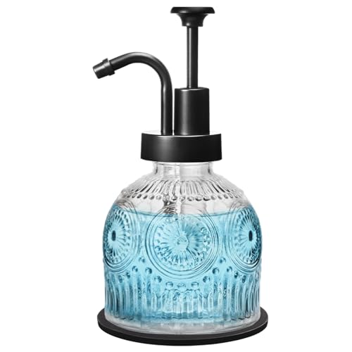 8oz Clear Glass Soap Dispenser with Rust Proof Black Pump (Clear-black Pump-1 Pack)
