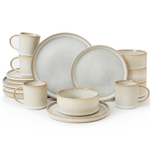 Star Dinnerware Sets with Mugs (Cappuccino White)