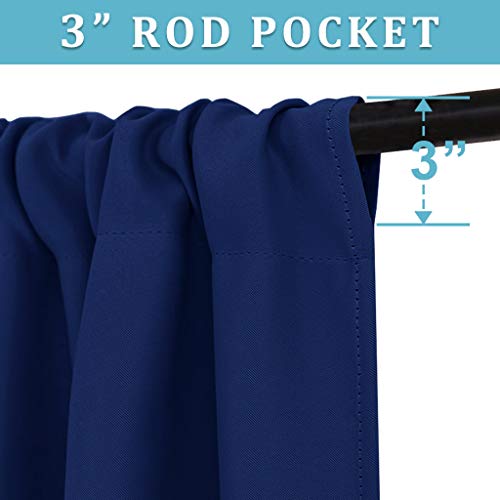 Blackout Curtains for Bedroom Living Room Nursery 63 inches Long (Marine Blue / 34"W x 63"L (Pack of 2))