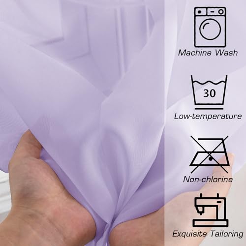 Extra Long Sheer Curtains 96 inches Long for Bedroom Living Room (Lavender / 42"W x 96"L (Pack of 2))