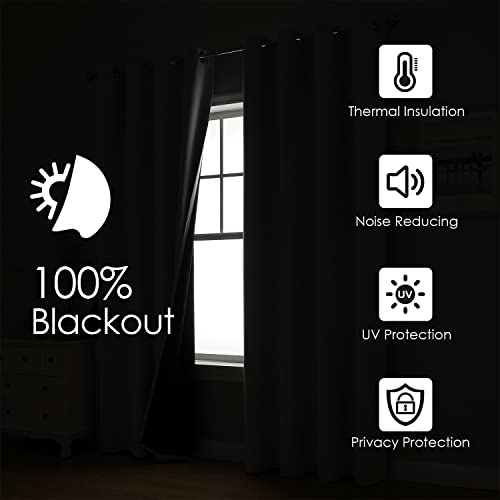 White 100% Blackout Curtains for Bedroom 72 Inches Long 2 Panels (42"W x 72"L (Pack of 2) / White)