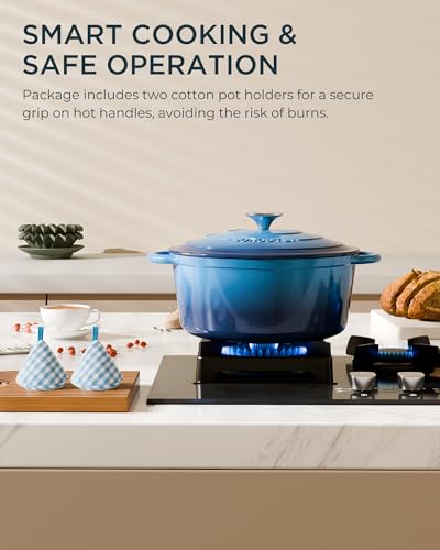 Enameled Cast Iron Dutch Oven (Cooking Pot / Navy blue / 6QT)