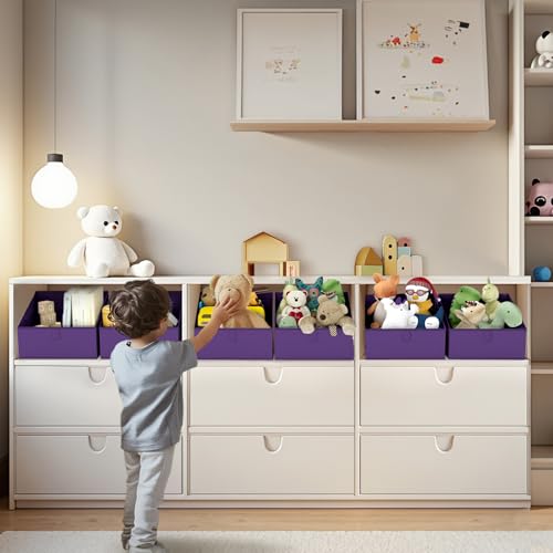 Closet Storage Bins 8 Pack (Purple / 8 Bins 11.4"x11.4"x7.8")