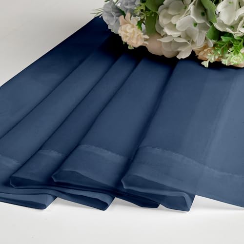 Navy Blue Sheer Valances for Windows 18 Inch Length 2 Pcs (Navy Blue / 42"W x 18"L (Pack of 2))