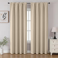 Light Beige Blackout Curtains 108 inch Length 2 Panels Set (Light Beige / 52"W x 108"L (Pack of 2))