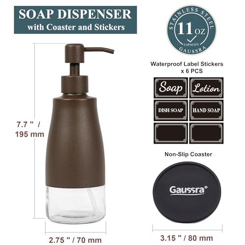 Matte Brown Soap Dispenser with Coaster & Stickers (Matte Brown)