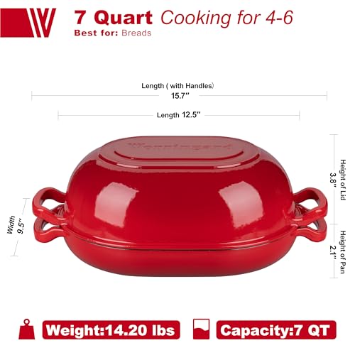 Enameled Cast Iron Sourdough Bread Oven (7 QT / Red)