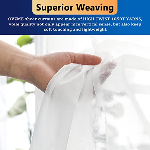 White Sheer Window Curtains 144 inch Extra Long 2PCS (White / 42"W x 144"L (Pack of 2))