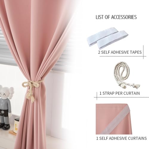 Self Adhesive Blackout Curtains (59"W x 71"L (Pack of 1) / Pink)