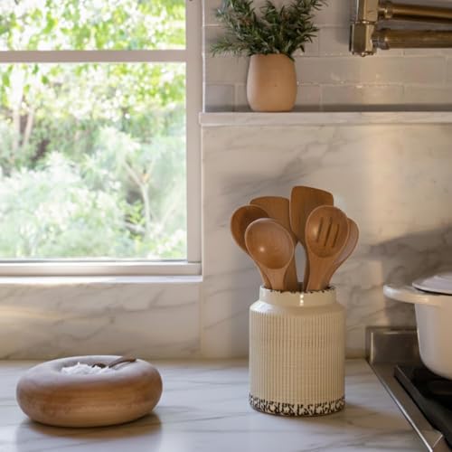 JIEMEI HOME Kitchen Utensil Holder (Antique Beige)