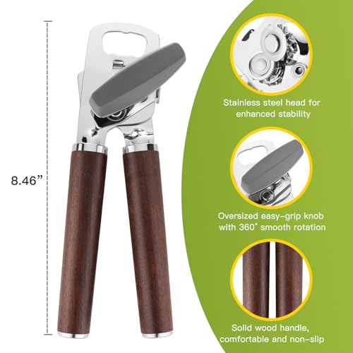 Stainless Steel Can Opener Walnut Handle Seniors Bottle Opener (Black Walnut)