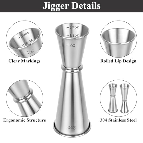 2 Pack Jigger for Bartending (Silver)